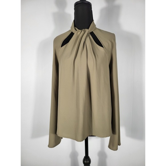 Marciano Tan Unique Neckline With Gathered Fabric Cut-out Long Sleeve - Picture 1 of 7